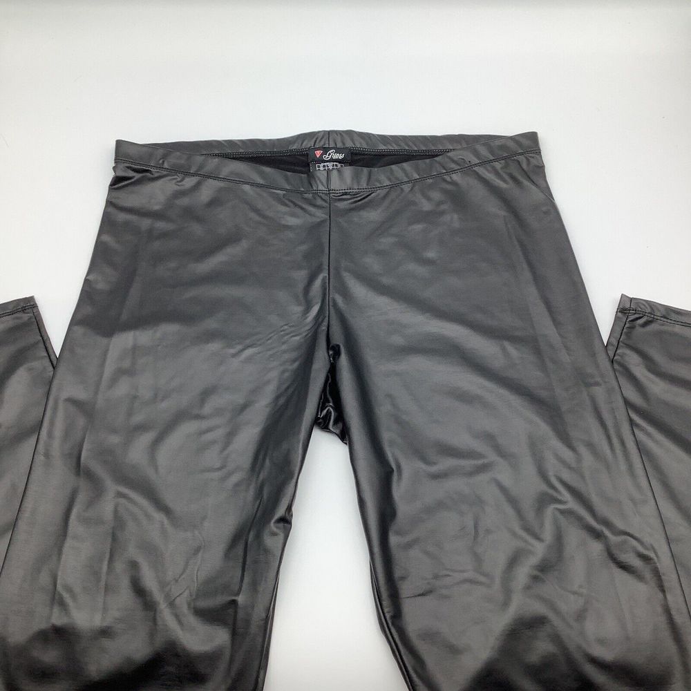 Guess Womens Faux‎ Lether Black Leggings Pants Size XL